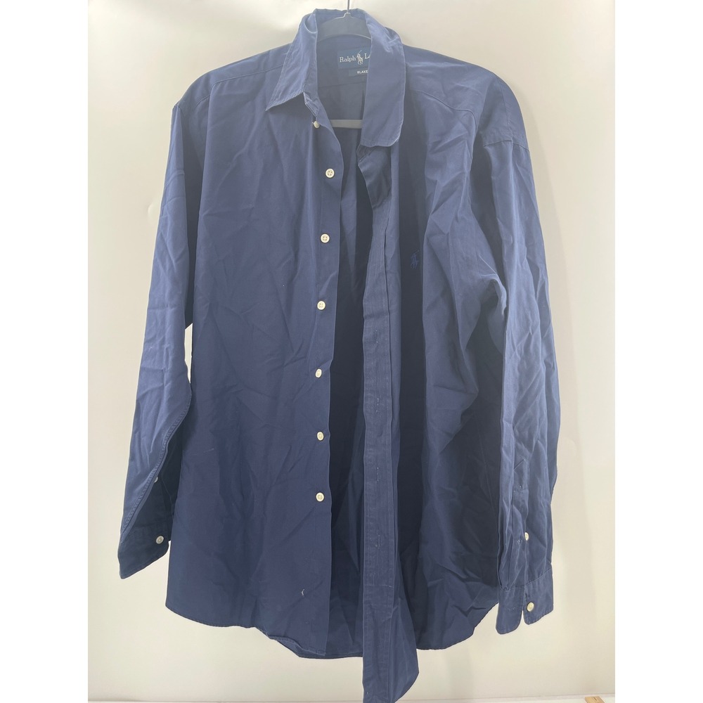 Ralph Lauren Blake Mens Medium Navy Blue Button Down Long Sleeve Shirt Cotton